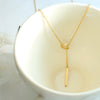 Wholesale Girls' Titanium Steel Niche Necklace With Ot Buckle Tassel Pull Clavicle Chain And Geometric Design Electroplated