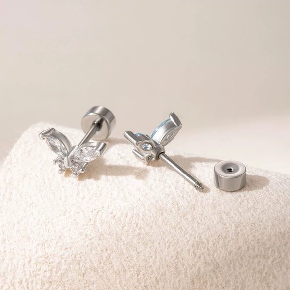 Wholesale Girly Butterfly Titanium Steel Ear Nails With Electroplating And Animal Pattern