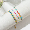 Wholesale Glass And Colored Glaze Beaded Flower Woven Bracelet For Women