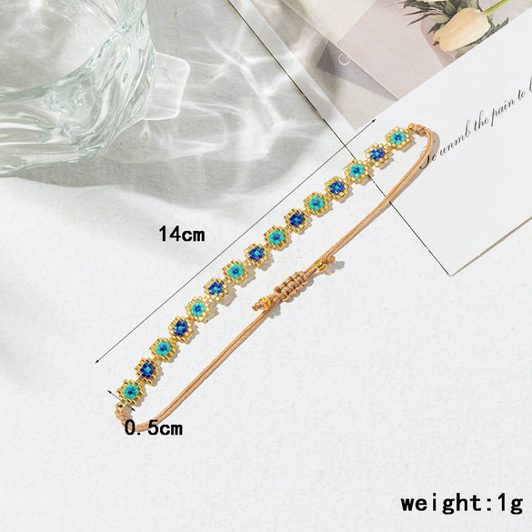 Wholesale Glass And Colored Glaze Beaded Flower Woven Bracelet For Women