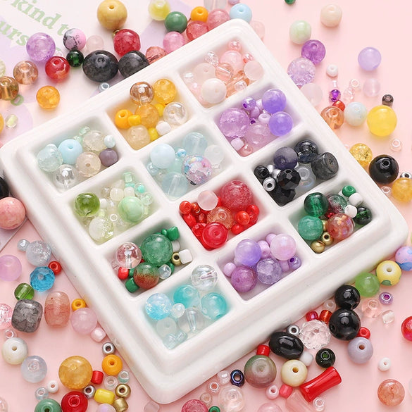 Wholesale Glass And Glaze Mixed Bead String Handmade Diy Material For Bracelet Necklace Pendant With Geometric Style