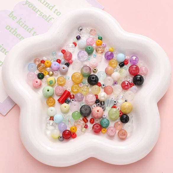 Wholesale Glass And Glaze Mixed Bead String Handmade Diy Material For Bracelet Necklace Pendant With Geometric Style