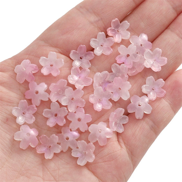 Wholesale Glass And Glaze Natural Style Three Dimensional Medium Hole Cherry Blossom Beaded Jewelry Material For Necklace And Bracelet