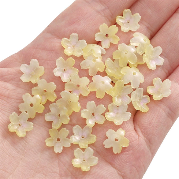 Wholesale Glass And Glaze Natural Style Three Dimensional Medium Hole Cherry Blossom Beaded Jewelry Material For Necklace And Bracelet
