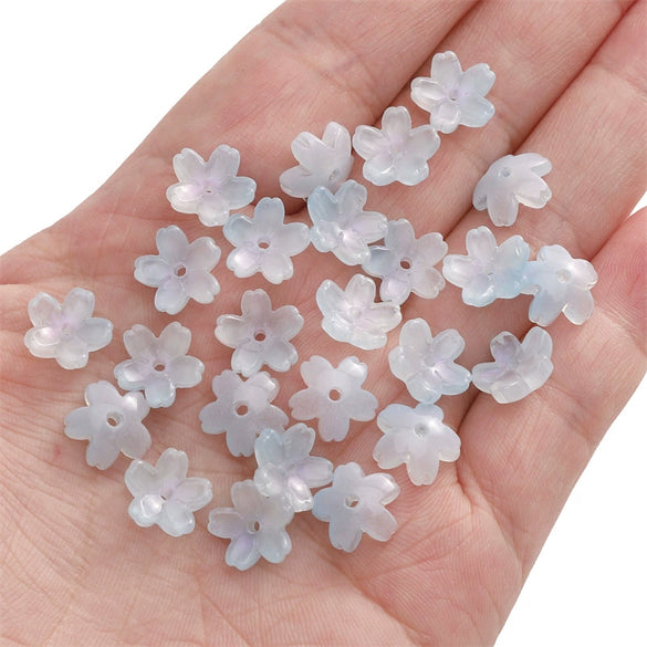 Wholesale Glass And Glaze Natural Style Three Dimensional Medium Hole Cherry Blossom Beaded Jewelry Material For Necklace And Bracelet