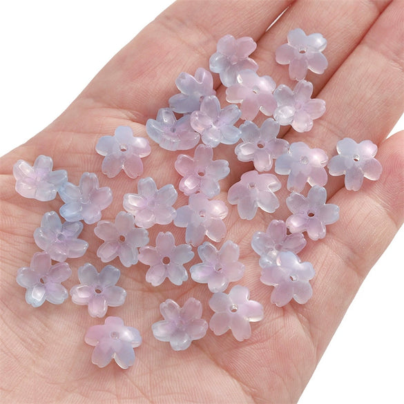 Wholesale Glass And Glaze Natural Style Three Dimensional Medium Hole Cherry Blossom Beaded Jewelry Material For Necklace And Bracelet