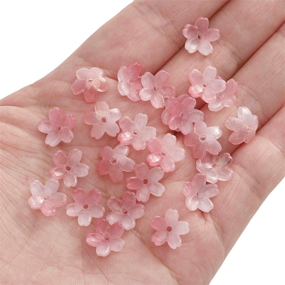 Wholesale Glass And Glaze Natural Style Three Dimensional Medium Hole Cherry Blossom Beaded Jewelry Material For Necklace And Bracelet