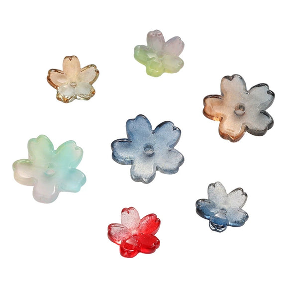 Wholesale Glass And Glaze Natural Style Three Dimensional Medium Hole Cherry Blossom Beaded Jewelry Material For Necklace And Bracelet