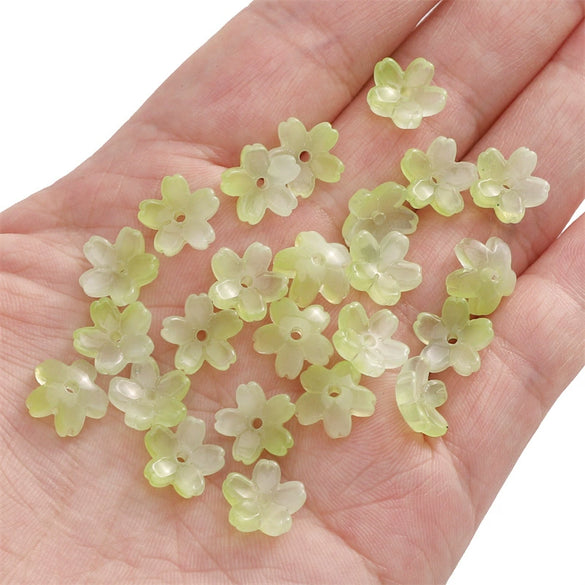 Wholesale Glass And Glaze Natural Style Three Dimensional Medium Hole Cherry Blossom Beaded Jewelry Material For Necklace And Bracelet