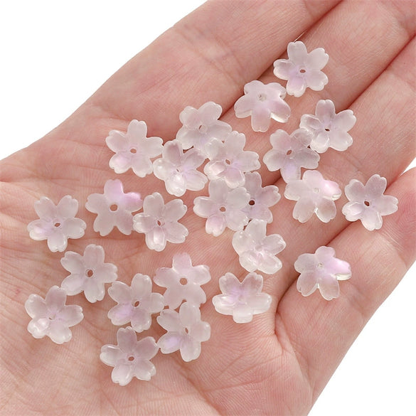 Wholesale Glass And Glaze Natural Style Three Dimensional Medium Hole Cherry Blossom Beaded Jewelry Material For Necklace And Bracelet