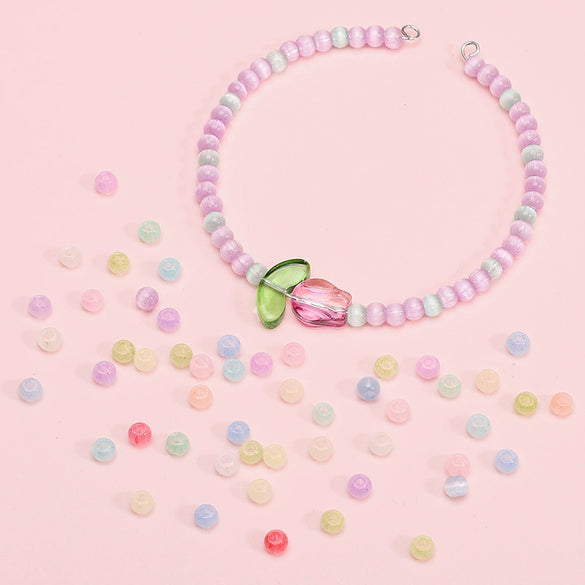 Wholesale Glass And Glaze Round Bead Jewelry Accessories For Diy Handmade Bracelets Elegant Style