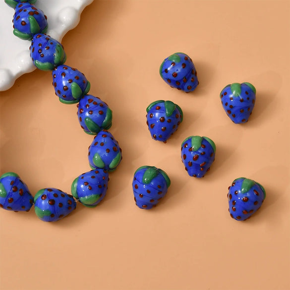Wholesale Glass And Glaze Strawberry Plum Loose Beads Dripping Glue Handmade Earrings Accessories