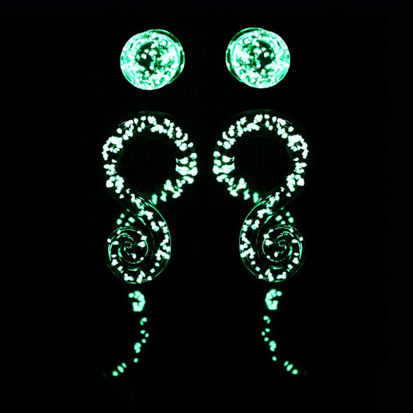 Wholesale Glass And Glaze Wave Pattern Simple Style Luminous Ear Expander Puncture Jewelry