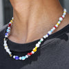 Wholesale Glass And Stainless Steel Geometric Handmade Necklace For Men And Women