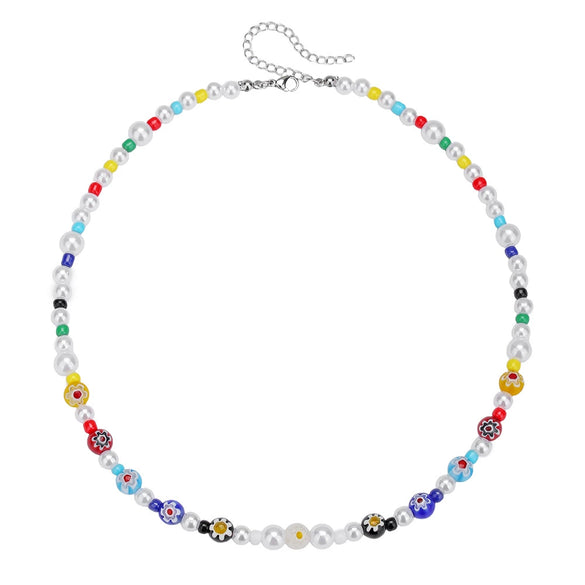 Wholesale Glass And Stainless Steel Geometric Handmade Necklace For Men And Women