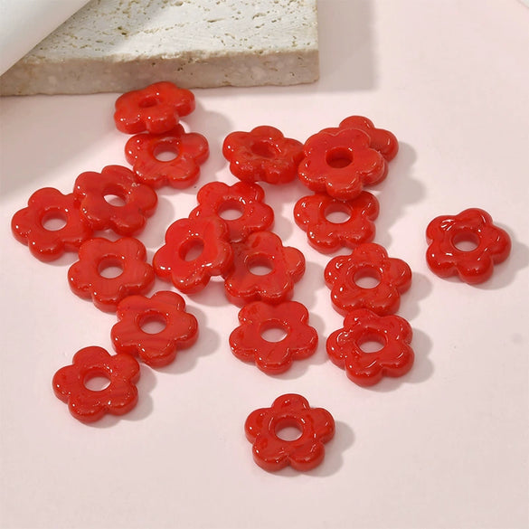 Wholesale Glass Beaded Jewelry With Five Leaf Flower Shape Hand Made Epoxy Treated