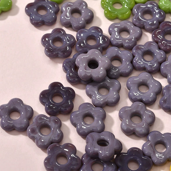Wholesale Glass Beaded Jewelry With Five Leaf Flower Shape Hand Made Epoxy Treated