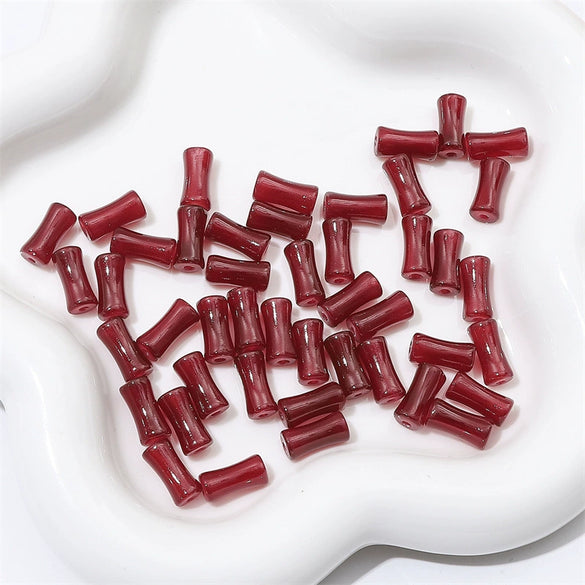 Wholesale Glass Glaze Handmade Bead String Jewelry Material For Bracelet Headdress Imitation Jade Straight Hole Bamboo Beads