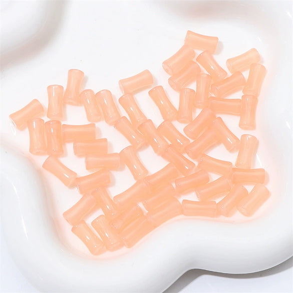 Wholesale Glass Glaze Handmade Bead String Jewelry Material For Bracelet Headdress Imitation Jade Straight Hole Bamboo Beads