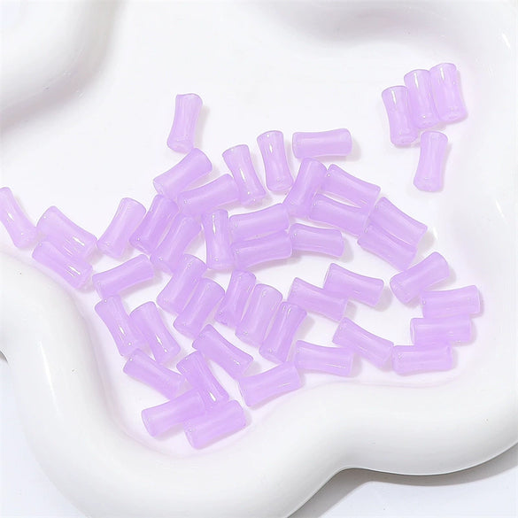 Wholesale Glass Glaze Handmade Bead String Jewelry Material For Bracelet Headdress Imitation Jade Straight Hole Bamboo Beads