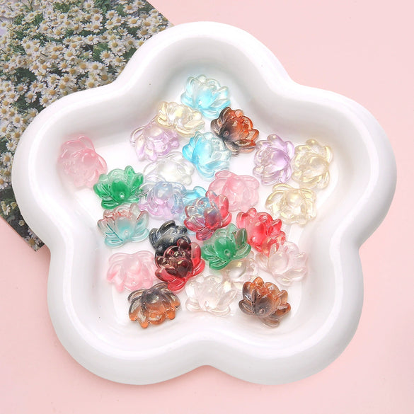 Wholesale Glass Glaze Handmade Double Hole Lotus Loose Beads For Diy Necklace And Bracelet Accessories