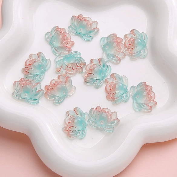 Wholesale Glass Glaze Handmade Double Hole Lotus Loose Beads For Diy Necklace And Bracelet Accessories