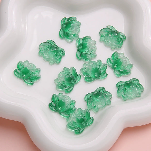 Wholesale Glass Glaze Handmade Double Hole Lotus Loose Beads For Diy Necklace And Bracelet Accessories