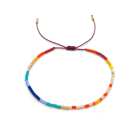 Wholesale Glass Glaze Woven Geometry Beads Bracelet For Girls