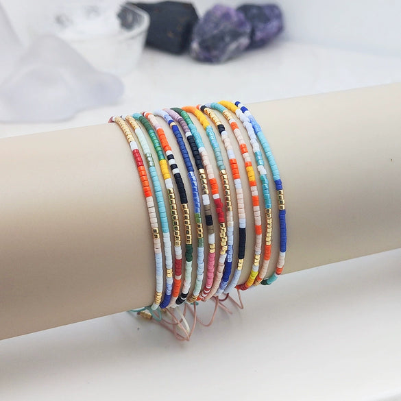 Wholesale Glass Glaze Woven Geometry Beads Bracelet For Girls