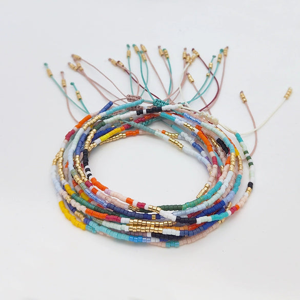 Wholesale Glass Glaze Woven Geometry Beads Bracelet For Girls