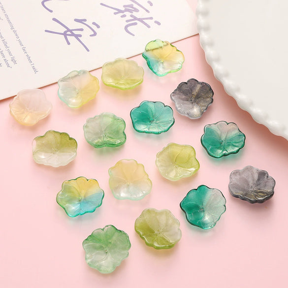 Wholesale Glass Glazed Handmade Three Dimensional Lace Lotus Leaf Beads For Necklace Bracelet Clothing Accessories