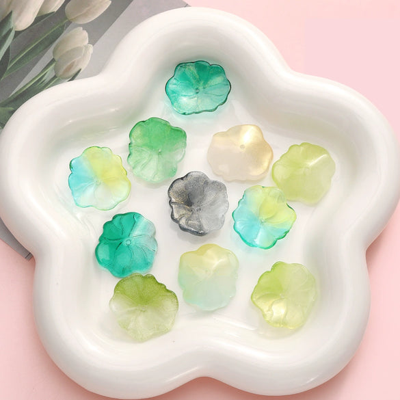 Wholesale Glass Glazed Handmade Three Dimensional Lace Lotus Leaf Beads For Necklace Bracelet Clothing Accessories