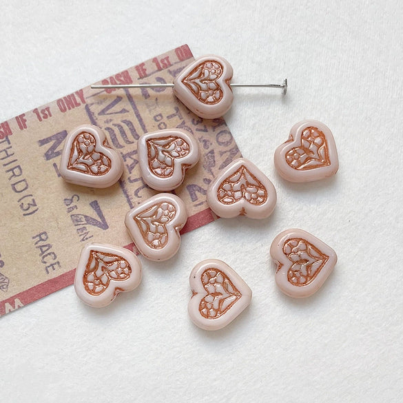 Wholesale Glass Glazed Handpainted Heart Beads For Diy Bracelet Necklace Accessories Environmentally Friendly Love Pattern