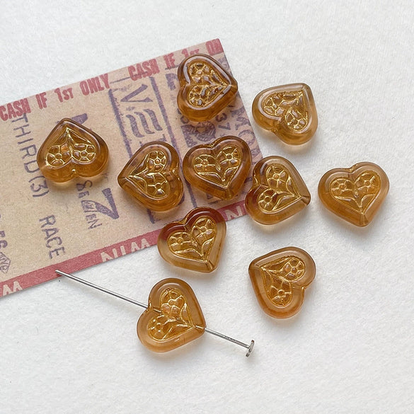 Wholesale Glass Glazed Handpainted Heart Beads For Diy Bracelet Necklace Accessories Environmentally Friendly Love Pattern