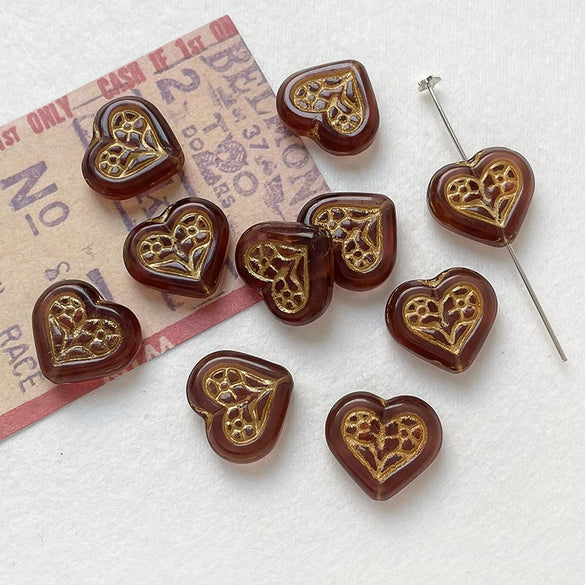 Wholesale Glass Glazed Handpainted Heart Beads For Diy Bracelet Necklace Accessories Environmentally Friendly Love Pattern