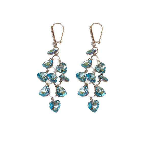 Wholesale Glass Glazed Heart Shape Zircon Earrings For Women Highend Forest Style