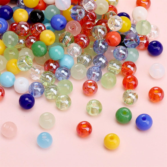 Wholesale Glass Glazed Solid Color Round Beads Handmade Beaded Bracelet Jewelry Accessories