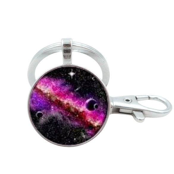 Wholesale Glass Keychain With Solar System Pattern And Electroplating Technology