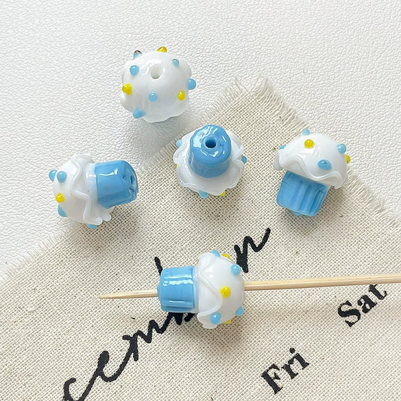 Wholesale Glazed Glass Cake Shape Beads Jewelry Fuel Injection Process For Bracelets Necklaces And Phone Chains