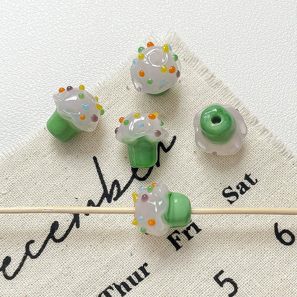 Wholesale Glazed Glass Cake Shape Beads Jewelry Fuel Injection Process For Bracelets Necklaces And Phone Chains
