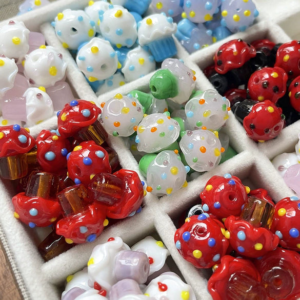 Wholesale Glazed Glass Cake Shape Beads Jewelry Fuel Injection Process For Bracelets Necklaces And Phone Chains