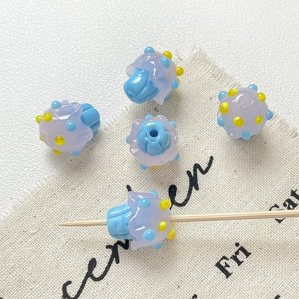 Wholesale Glazed Glass Cake Shape Beads Jewelry Fuel Injection Process For Bracelets Necklaces And Phone Chains