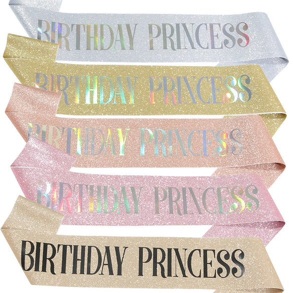 Wholesale Glitter Cloth Shoulder Strap Etiquette Belt For Birthday Party With Bronzing