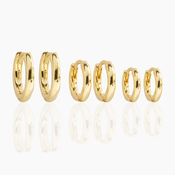 Wholesale Glossy Earrings Set Brass 18K Gold Plated Geometric Electroplated