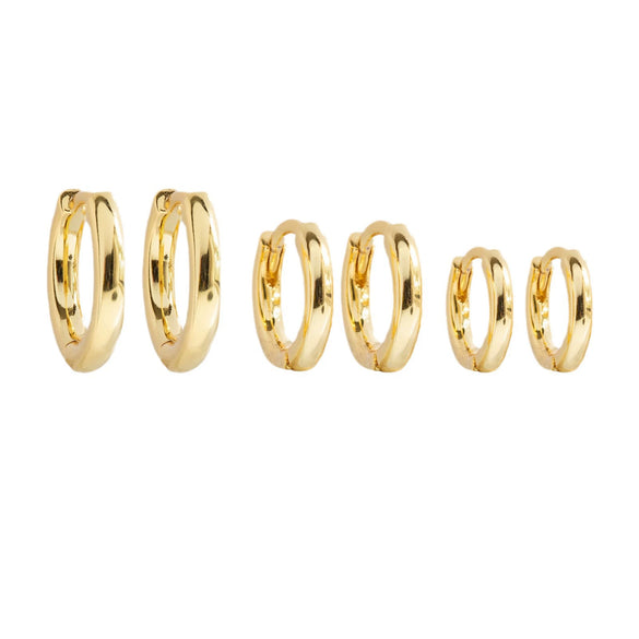 Wholesale Glossy Earrings Set Brass 18K Gold Plated Geometric Electroplated