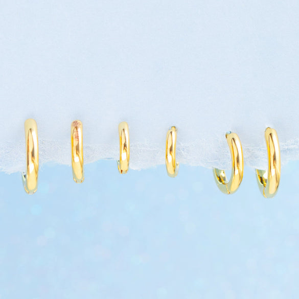 Wholesale Glossy Earrings Set Brass 18K Gold Plated Geometric Electroplated