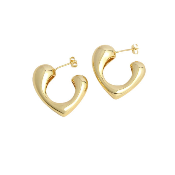 Wholesale Glossy Love Earrings Copper Heart Shape Electroplating For Women