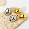 Wholesale Glossy Oval Geometric 18K Gold Plated Stainless Steel Earrings For Women