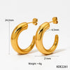 Wholesale Glossy Simple C Shaped Stainless Steel Gold Plated Geometric Earrings With Electroplating Treatment