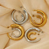 Wholesale Glossy Simple C Shaped Stainless Steel Gold Plated Geometric Earrings With Electroplating Treatment